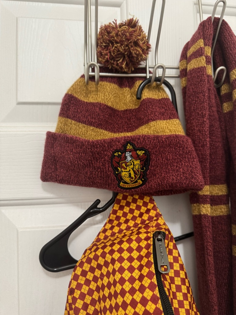 Gryffindor Maroon & Gold Knit Pom Beanie, Scarf, and Fanny Pack - Picture 5 of 7